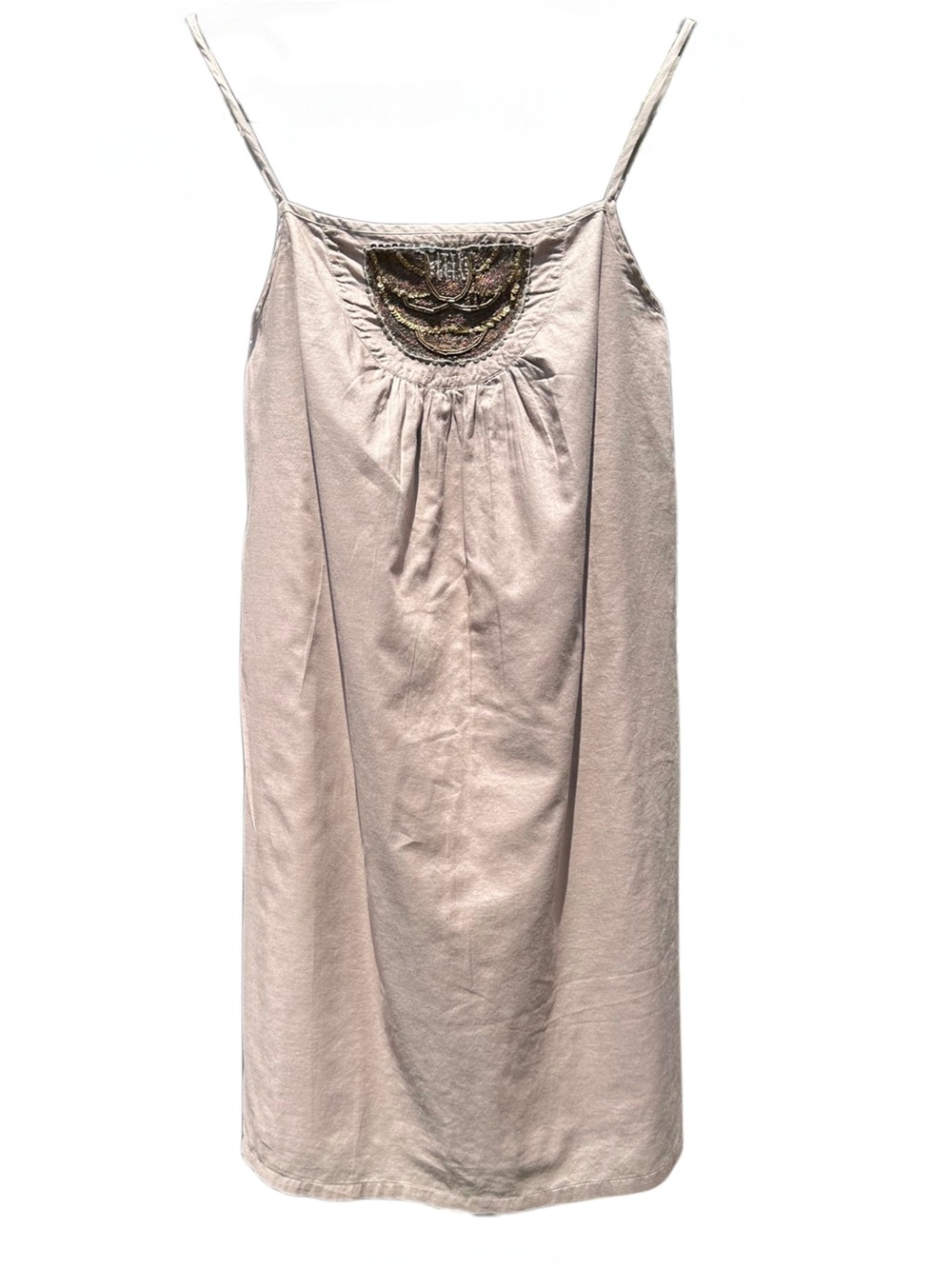 Old Navy Beaded Cami Dress Medium Taupe Tan Lined Sundress